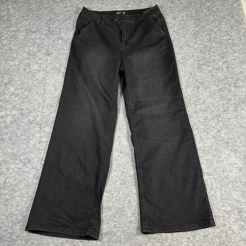 OAT Womens Black High Rise Wide Leg Stretch Denim Pants Size 8/29